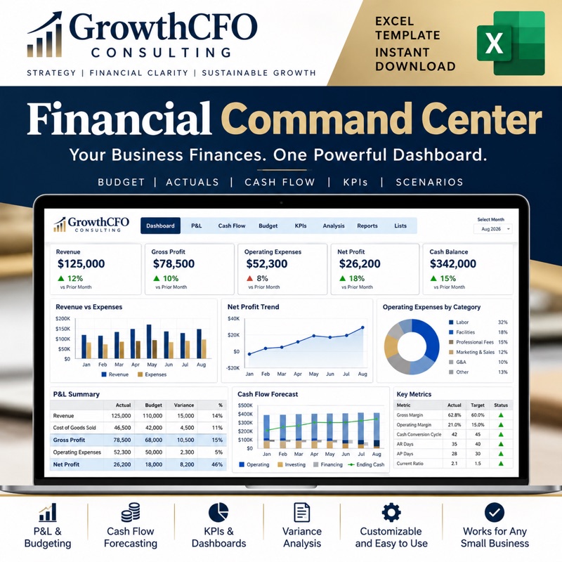GrowthCFO Financial Command Center — Excel-based financial management toolkit cover